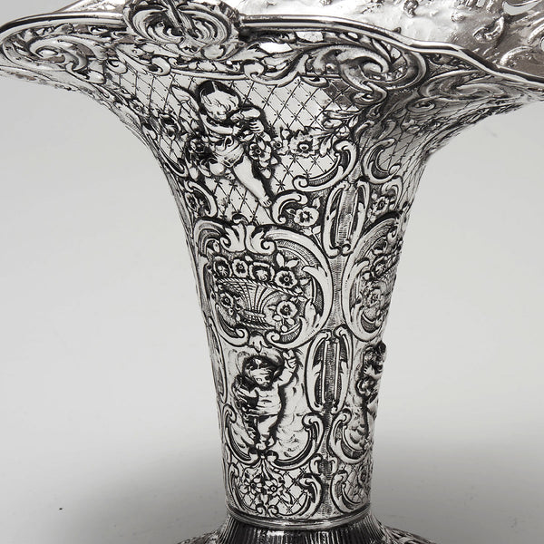 Cherub and Floral Flower Basket Silver Plated - Zapffe Silversmiths