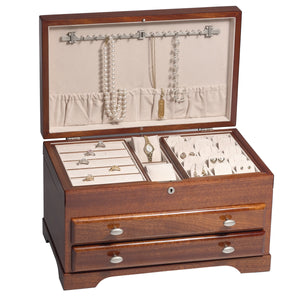 Ella Mahogany High Gloss Jewelry Box with Lock