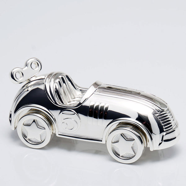Race Car Silver Plated Baby Bank