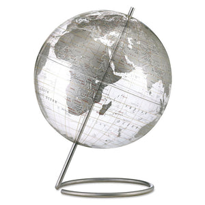 Crystal Marquise World Desk Globe Silver Land