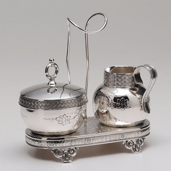 Silverplated Tuffts Silver Company Sugar and Creamer Caddy