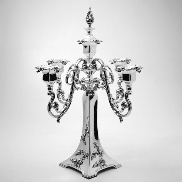 Art Nouveau Silver Plated 5 Arm Candelabra