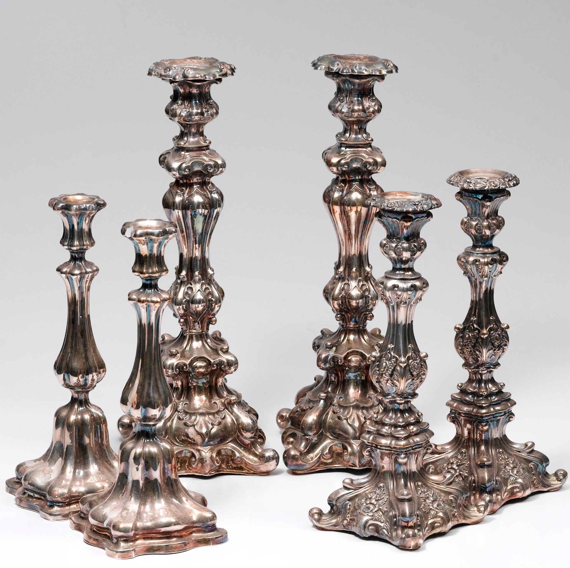 Silver candlestick repair before.