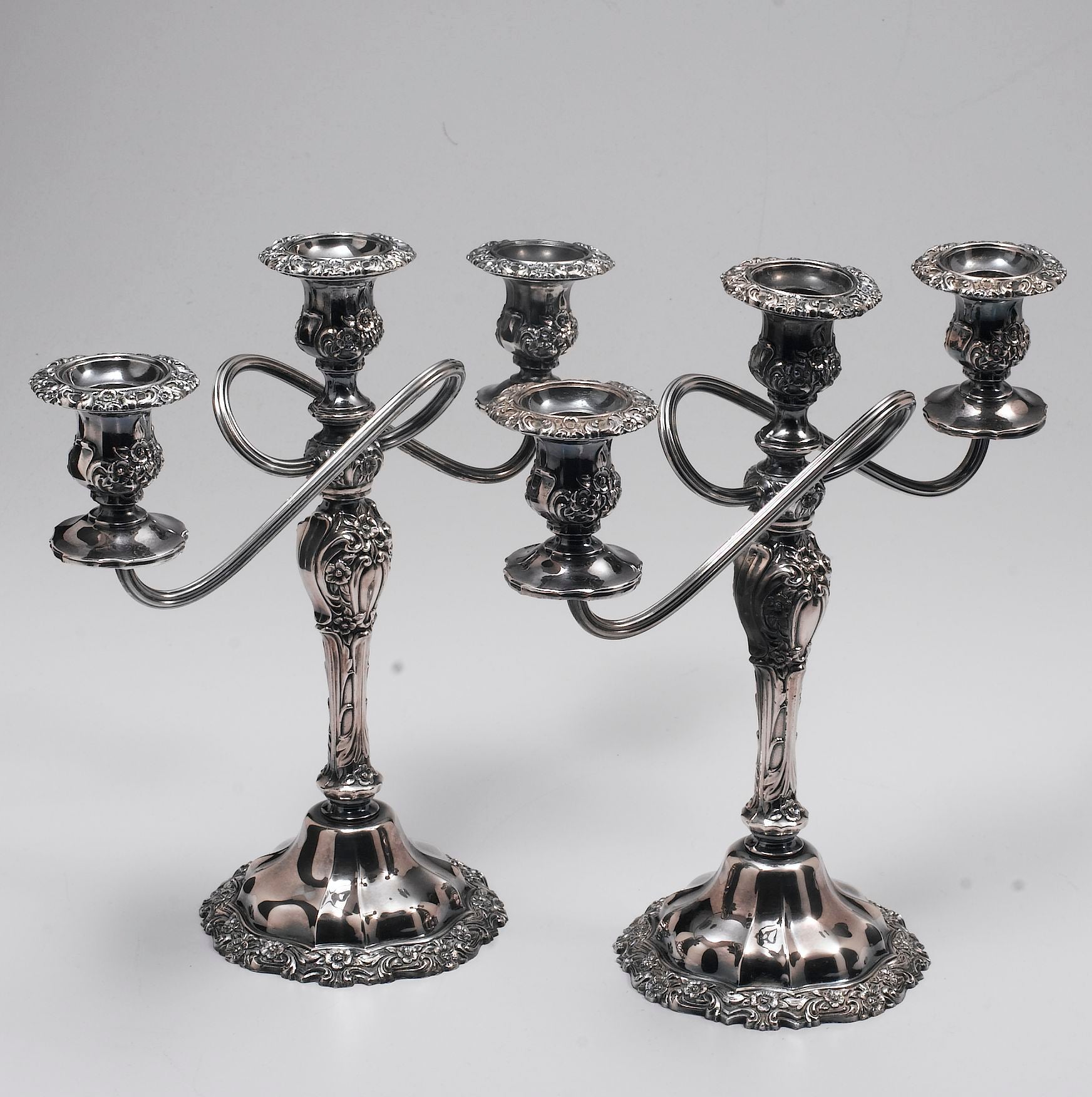 Silver candelabra repair before.