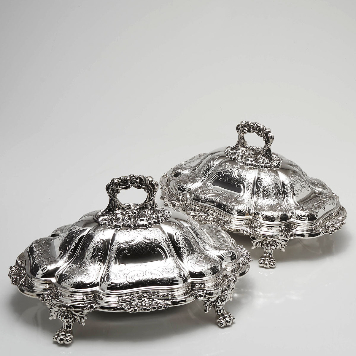 Pair of Barker Ellis Covered Serving Dishes Made in England