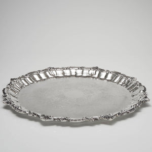 21" inch round silverplated tray.