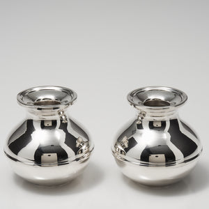 Pair International Sterling Hurricane Lamp Bases