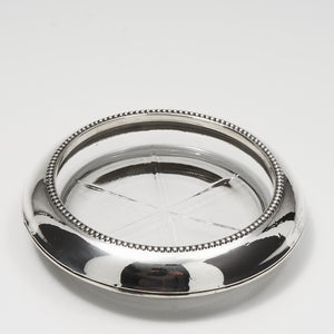 Pressed Glass Wine Coaster w/ Sterling Border