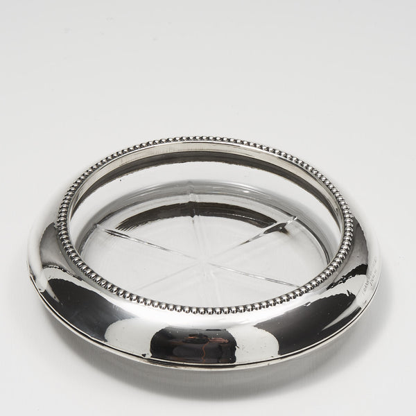 Pressed Glass Wine Coaster w/ Sterling Border