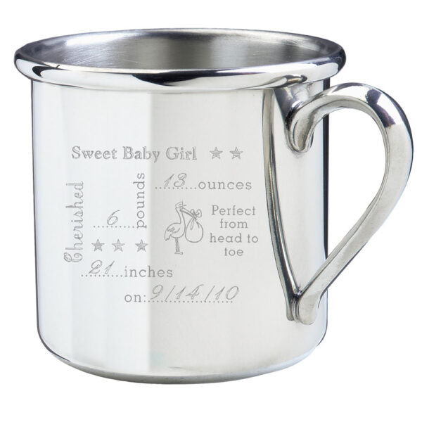Pewter Baby Birth Record Cup