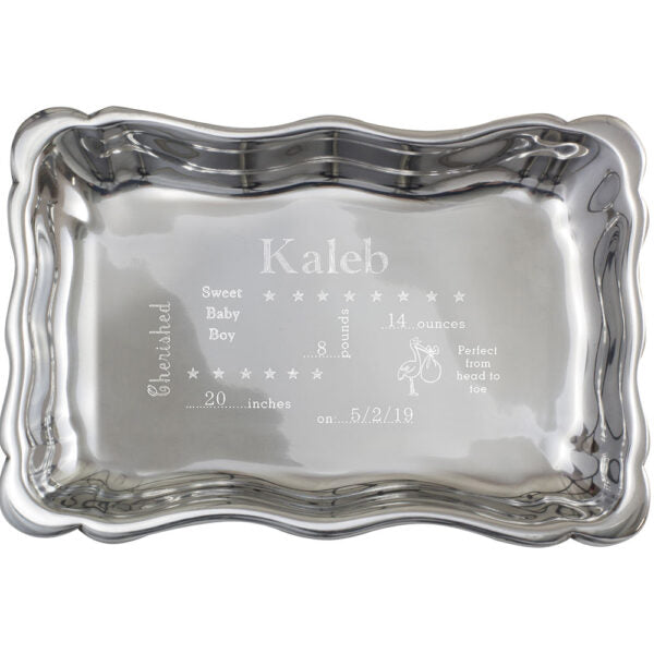 Pewter Baby Birth Record Tray