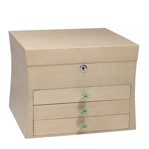 The Pacifica jewelry box is a solid wood jewelry box constructed from American hardwoods and finished in a Birch wood veneer.