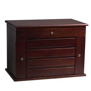 The Aria is a solid wood jewelry box made from American hardwoods and finished in a satin Mahogany.