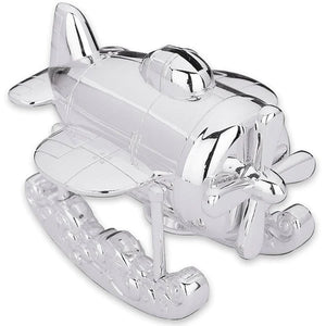 Silver-Plated Airplane Baby Bank