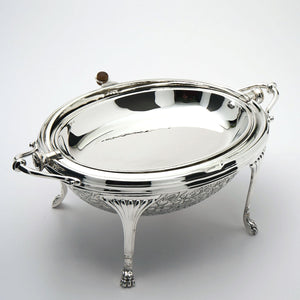Silver plated roll top entree dish liner