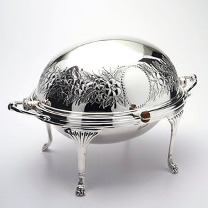 Silver plated roll top entree dish