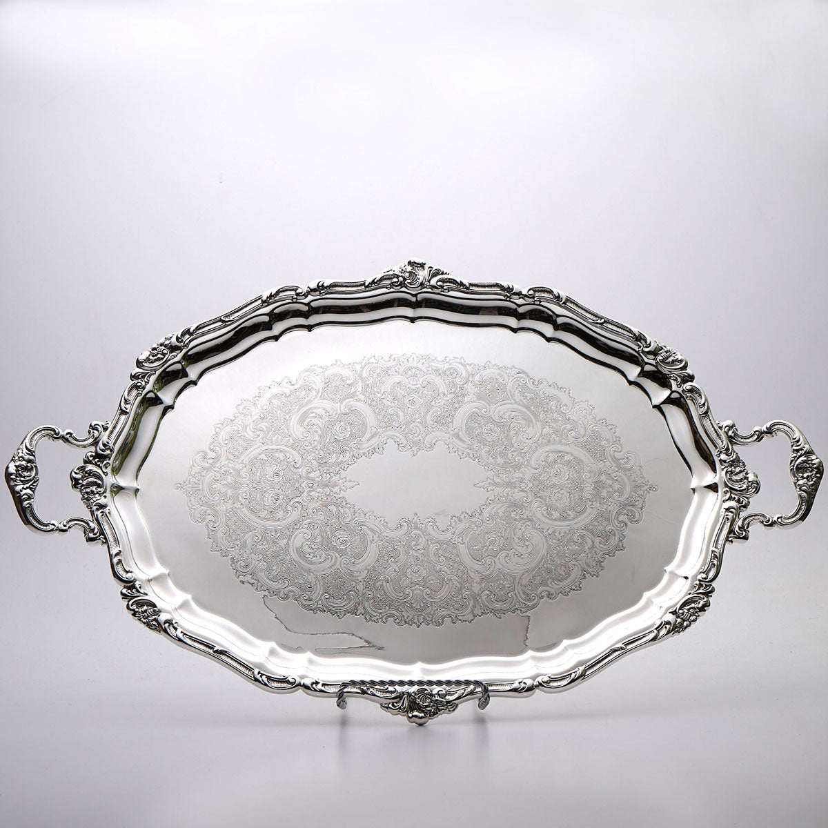 Like New Large Gorham Silver Plated Oval Serving Tray with Handles - Zapffe  Silversmiths