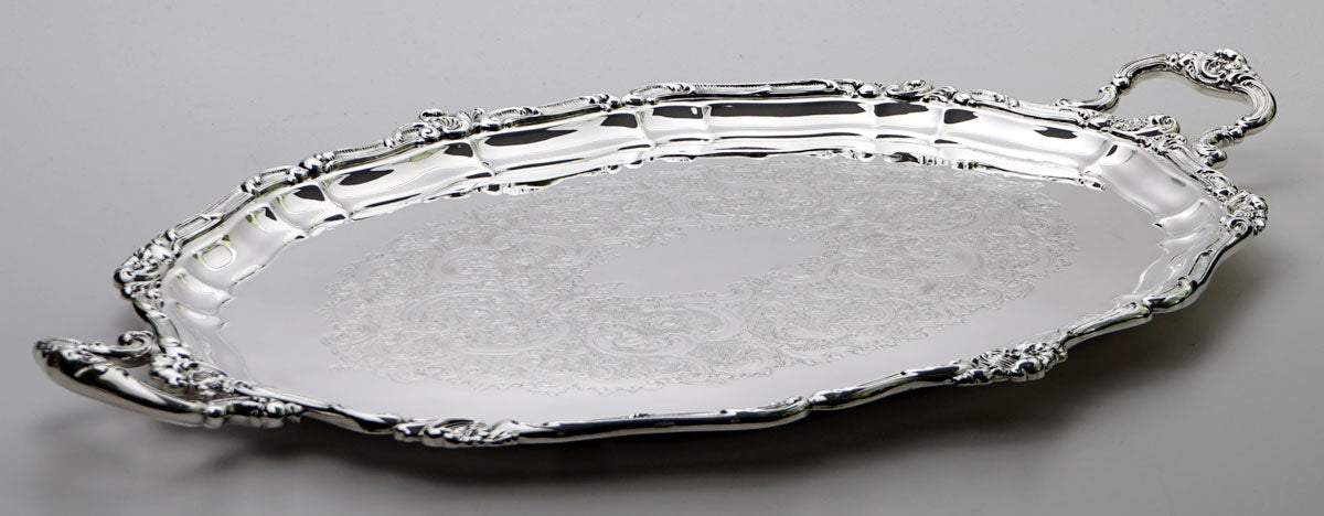 Like New Large Gorham Silver Plated Oval Serving Tray with Handles