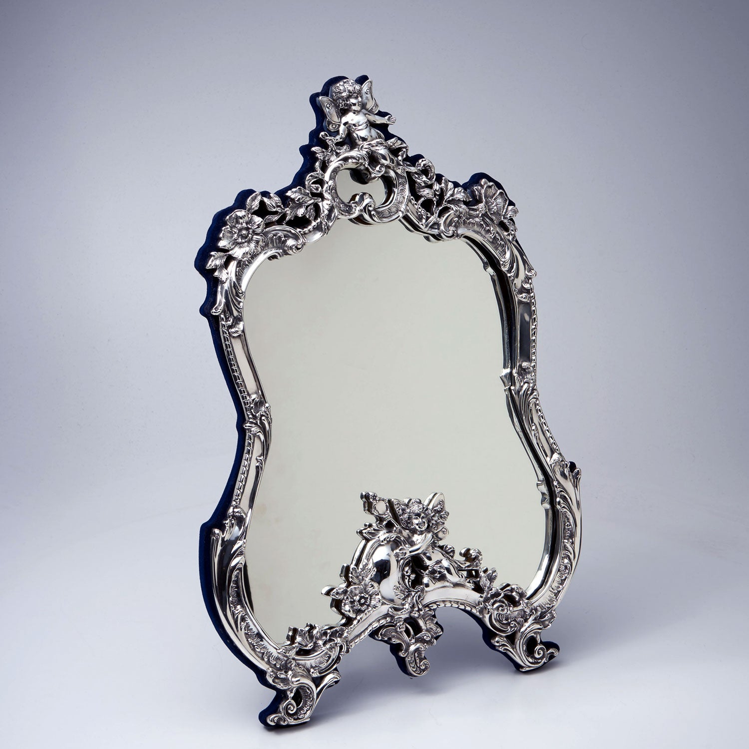 silver dressing mirror 43" Tri-fold Mirror Makeup Vanity Set with Spacious Storage Drawers and Stool for Bedroom, Silver - Bed Bath & Beyond